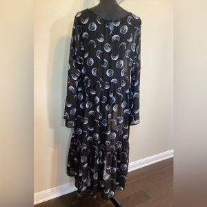 Eclipse Hot Topic Black with moons Sheer Dress 1 XL